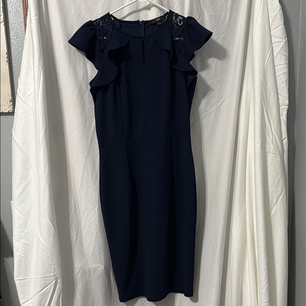 Chic Blue Flutter Sleeve Sheath Mini Dress